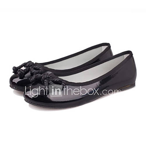 Sunfarey Womens Patent Leather Bowknot Shoes