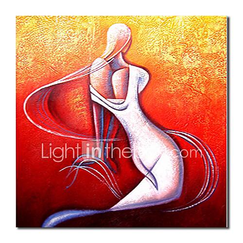 Hand Painted Oil Painting Abstract Mermaid with Stretched Frame