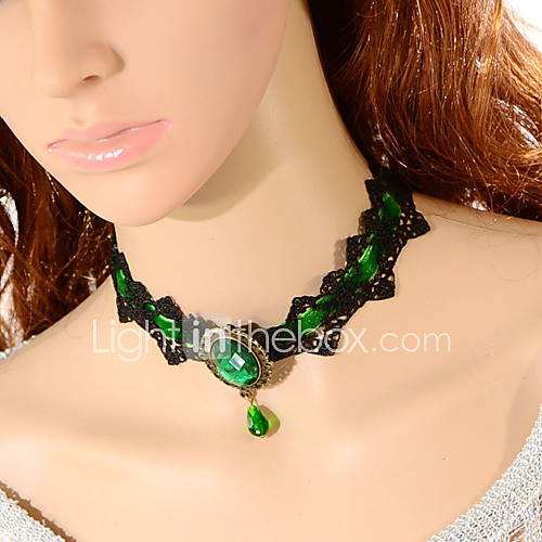 OMUTO Korea Fashion Gem Crystal Necklace (Black)