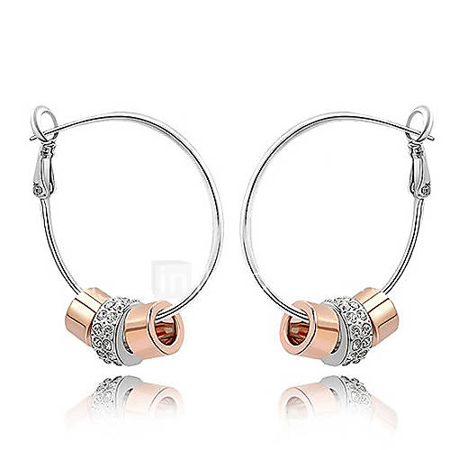 Xingzi Womens Elegant Big Round Link Crystal Earrings