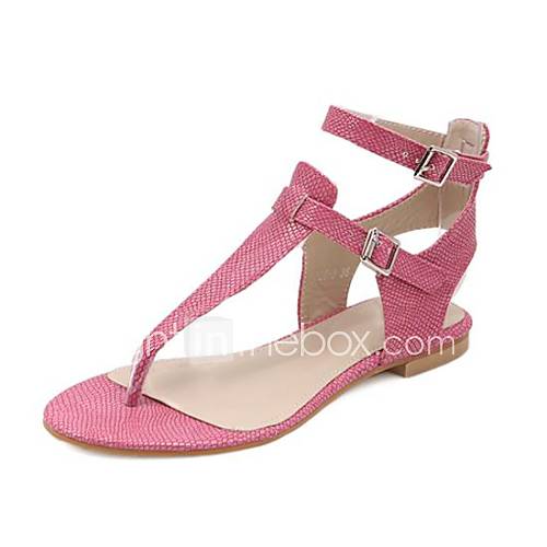 Leatherette Womens Flat Heel Sandals with Buckle Shoes(More Colors)