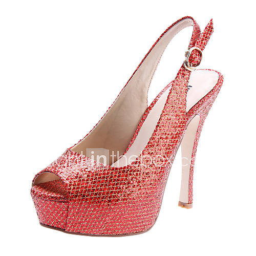 Sparkling Glitter Womens Stiletto Heel Platform Sandals Shoes (More Colors)