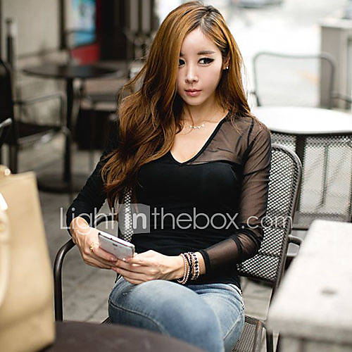 Xuanran Womens V Neck Black Shirt