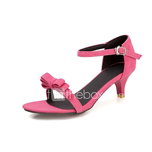 Faux Leather Womens Cone Heel Open Toe Sandals with Bowknot Shoes(More Colors)