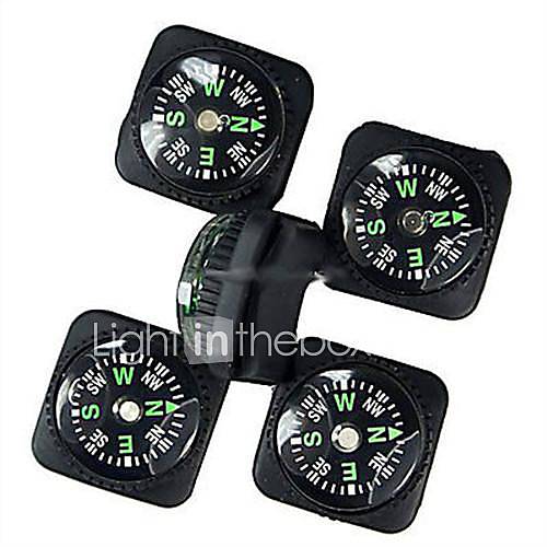 20mm Outdoor Survival Mini Compass with PU Leather Watch Attachment Design   Black (5PCS)