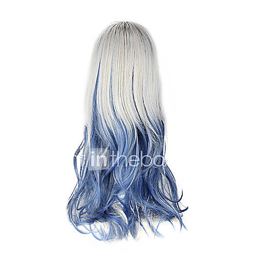 High Quality Cosplay Synthetic Wig Harajuku Style Lolita Full Bang Mixed Color Wavy Long Wig