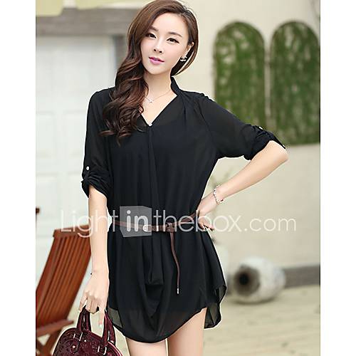 Meitiantian Chiffon Casual Strap Black Two Pieces Dress