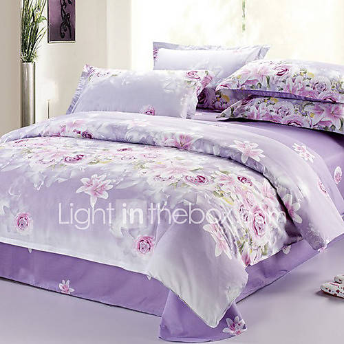 Pinshang Pure Cotton Flower Print Four Piece (Screen Color)