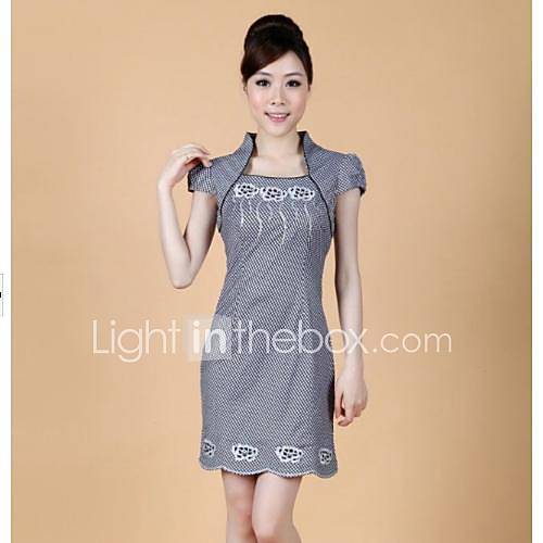 Womens Collar Check All Cotton Dress