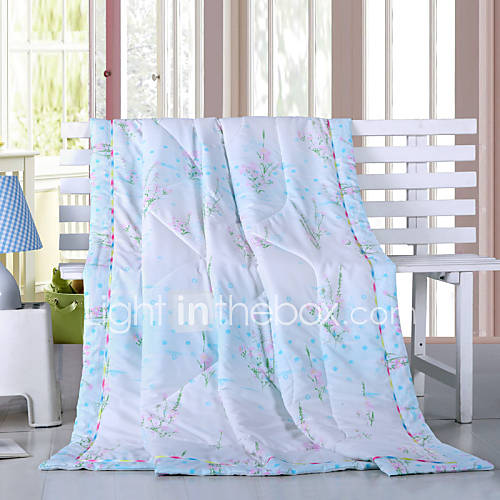 Bamboo Fiber Print Blue Floral Light Weight Comforter