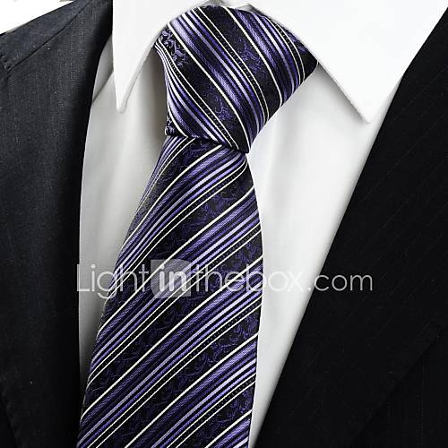 Tie Purple Flora Pattern Striped Mens Tie Necktie Formal Wedding Holiday Gift