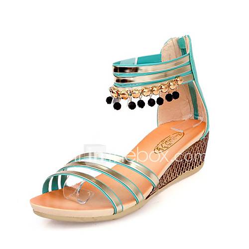 Leatherette Womens Low Heel Wedges Sandals Shoes (More Colors)