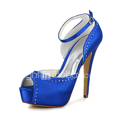 Satin Womens Wedding Stiletto Heel Heels Sandals Shoes(More Colors)