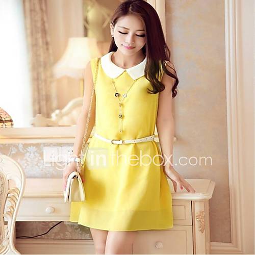 CXY WomenS Elegent Exquisite Doll Collar Dress(Yellow)