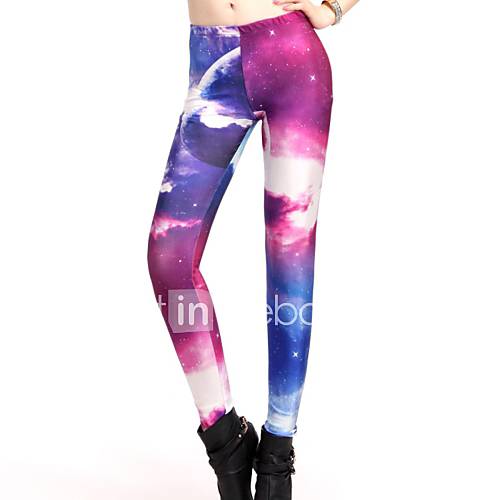 Elonbo Colorful Stars Style Digital Painting Women Free Size Tight Leggings