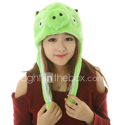 Unisex Lovely Green Pig Warm Fuzzy Kigurumi Aminal Beanie