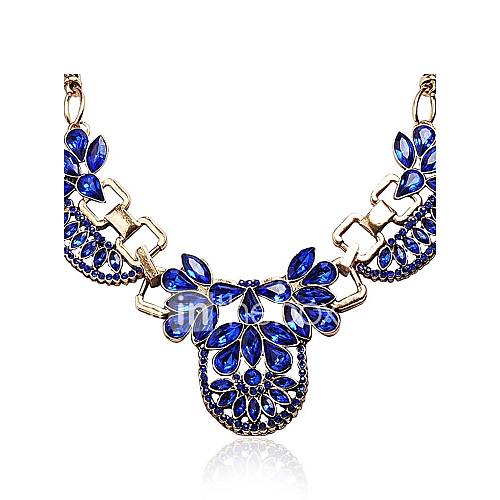 Royal Blue Crystal Statement Necklace Rhinestone Jewelry