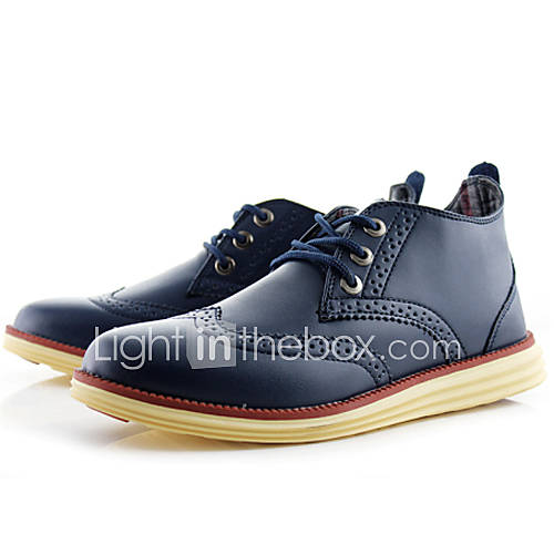 Trend Point Mens Popular Manmade Leather Shoes(Dark Blue)