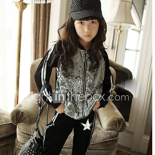 Girls Fashion Sequined Sets Lovely Star Sports Sets Clothing Set