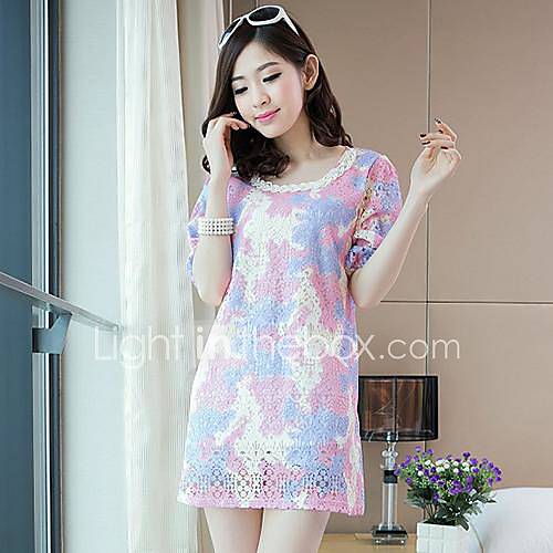 Womens Fashion Round Collar Pint Loose Fit Mini Dress