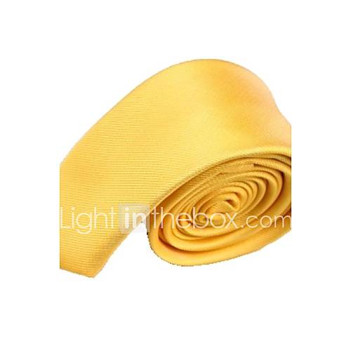 Mens Solid Colour Fashion Gold Yellow Narrow Microfibre Necktie