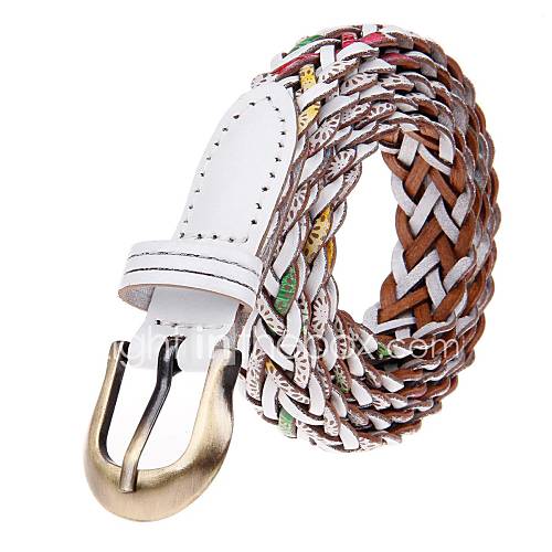 Womens Weave Style Stylish PU Leather Belt W/ Zinc Alloy Buckle (Assorted Colors)