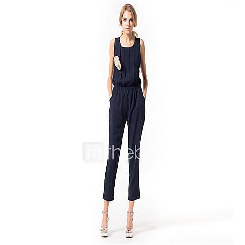 Womens High Waist Pleated Jumpsuits Casual Pants