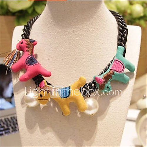 Daphne Cute Three Small Horses Necklace(Screen Color)