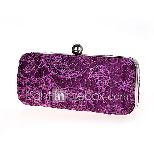 Jiminy Womens Top Grade Simple Lace Evening Clutch Bag(Purple)
