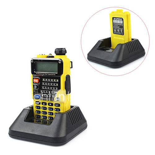 New A1041F UV 5RE Plus Yellow Walkie Talkie UHFVHF 400 520MHz136 174MHz 5W 128CH DTMF VOX 1750Hz Tone Radio