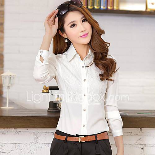 Womens Lace Spicling Long Sleeve Shirt