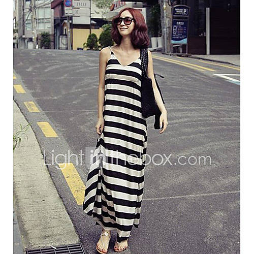 SNY Womens Simple Stripe Maxi Dress