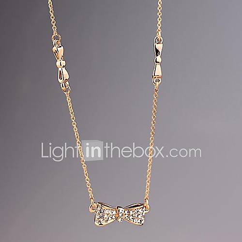 Alloy Crystal Bowknot Pendant Necklace