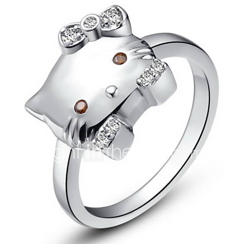Sweet Sliver Clear With Cubic Zirconia Hellokitty Womens Ring(1 Pc)