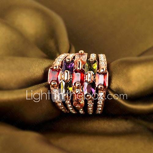 Womens 18k Gold Plated Ring Grade Zircon Inlaid Austrian Crystal