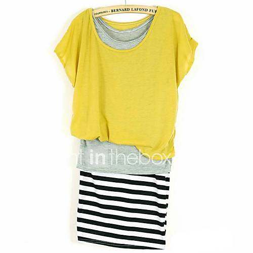 Womens Faux Twinset Stripe Dress