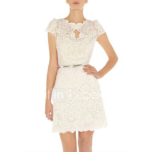 Womens Lace Short sleeved Sexy Party Dress