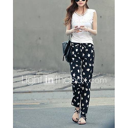 Womens Elastic Waistband Leisure Printed Pants