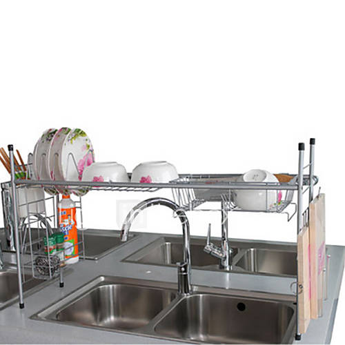 Multifunctional Stainless Steel Drain Shelf and Storage Rack, W14cm x L25cm x H51cm