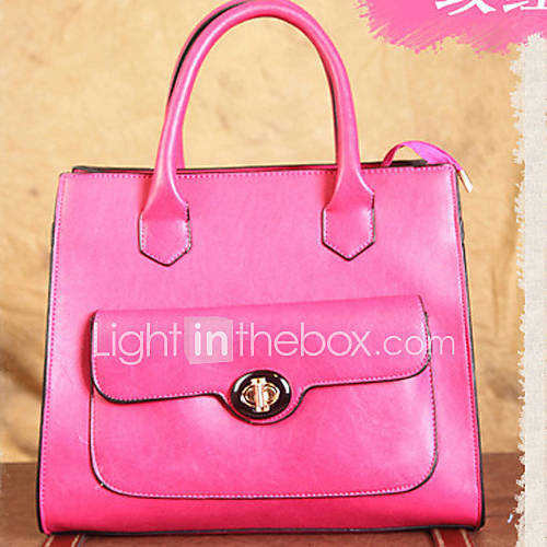 XIUQIU Womens Graceful Leather Tote Bag(Fuchsia)