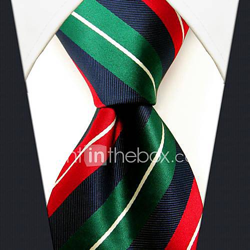 Mens Casual Multicolor Stripe Silk Necktie