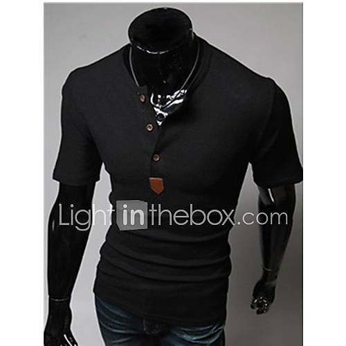 ZZT New Design MenS Leather Standard Slim Round Neck Short Sleeve T Shirt