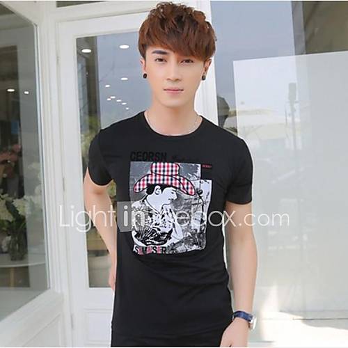 Mens Round Neck Slim Casual Short Sleeve Printing T shirts(Except Acc)