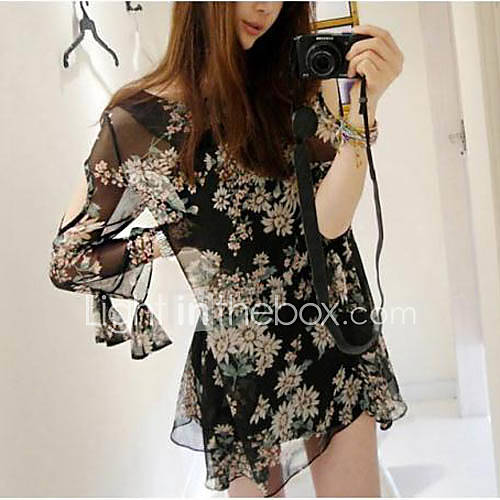 Successful Fashion Butterfly Printing 2Pcs Dress (Black)