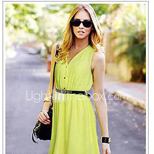 Successful V Neck Chiffon Dress Random Belt