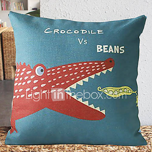 Cute Cartoon Crocodile Pattern Decorative Pillow Cover