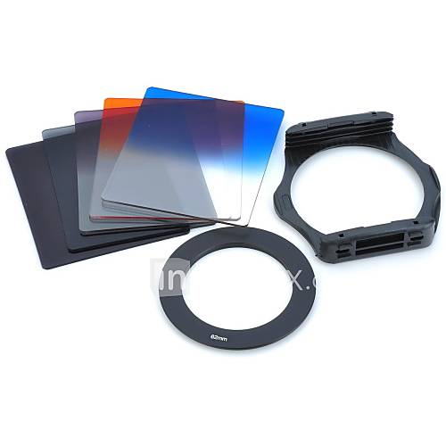 SZSYDZ201302 8 in 1 Graduated ND4 ND8 Square Filters 62mm Ring Mount   Black