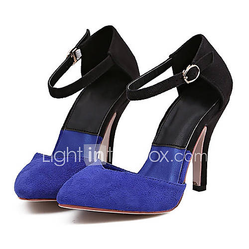 Sunday Womens Suede Stiletto Heel Ankle Strap Blue Pumps