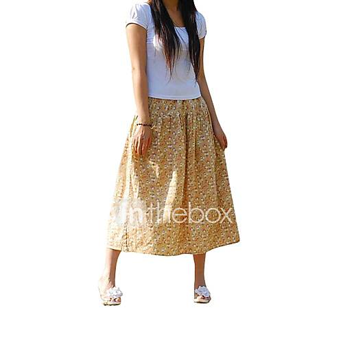 Womens Long Maxi Floral Printed Folk Elastic Skirts