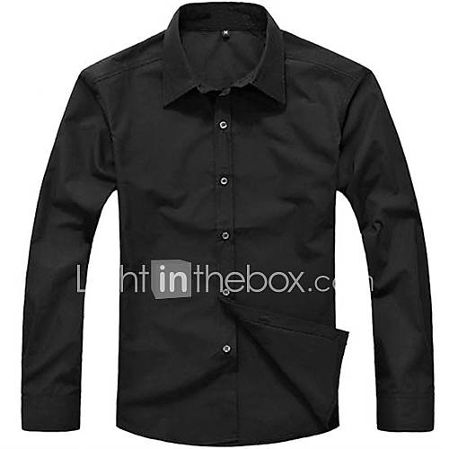 HKWB Casual Slim Long Sleeve Shirt(Black)19